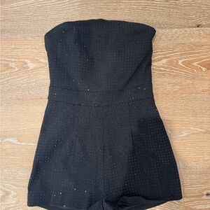 American Threads Black Strapless Bedazzled Romper